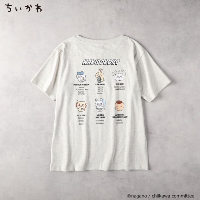 【ちいかわ】 湧きドコロ プリントTシャツ　カラー オフシロ