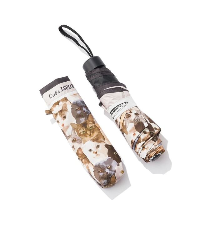 【Cat's ISSUE×グローバルワーク】「Cat's ISSUE/晴雨兼用折りたたみ傘」3,990円／紫外線や雨を防ぐだけでなく、使う人の心も癒してくれるかも！？