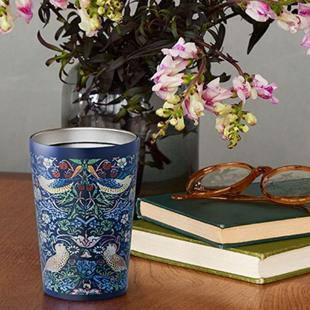 【ウィリアム・モリス 真空断熱タンブラー　いちご泥棒】結露しないからデスクや車で使いやすい