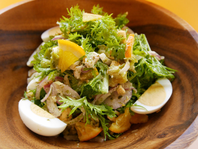 『わさび菜とそら豆のオレンジ香るパワーサラダ』