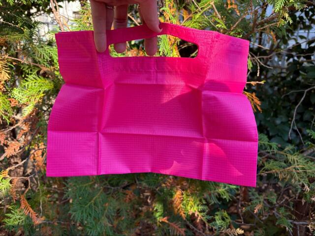 【KING JIM 「パッタン」コンビニエコバッグ】Sサイズは広げると約高さ140×幅295×奥行120mm。実際に買い物で使ってみると…⇒