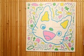 【「誕生50周年記念 ノンタン ずっとともだち!!!」展】ノンタン でかでかバンダナ(2,200円)/なんでも使える大判バンダナ。展覧会では壁に飾ってありました!良い!