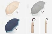 折畳傘：晴雨兼用2WAYバイカラー：￥2,640（税込）カラー：ベージュ、グレー、ネイビーブルー