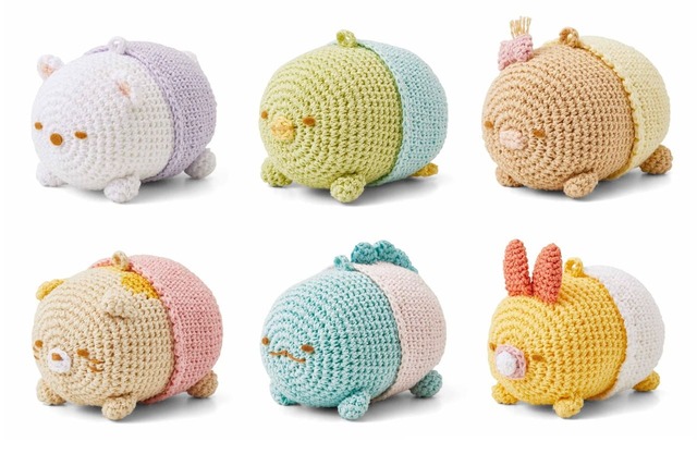 上段左から：　しろくま、ぺんぎん？、とんかつ、下段左から：ねこ、とかげ、えびふらいのしっぽ