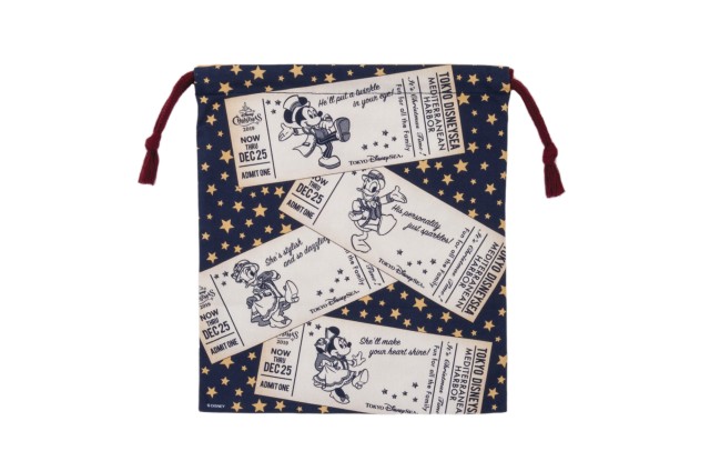 きんちゃく 820円｜縦約23×横約20cm｜東京ディズニーリゾート「ディズニー・クリスマス」2019｜販売店舗：東京ディズニーシー「エンポーリオ」