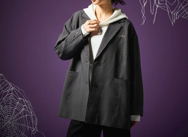 ストライプテーラードジャケット「ナイトメアー・ビフォア・クリスマス／ジャック」｜￥ 12,900 （税込）