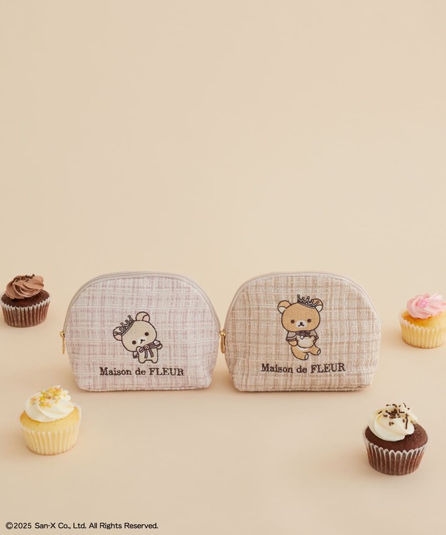 【Maison de FLEUR×リラックマ】「リラックマ　ラウンドポーチ」カラー：Pink/Beige　価格：各4,500円