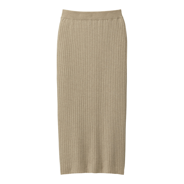GU／ワイドリブニットナロースカート（BEIGE）
