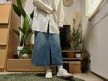 【UNIQLO デニムロングスカート】定番白シャツ×定番デニムは間違いないコーディネート