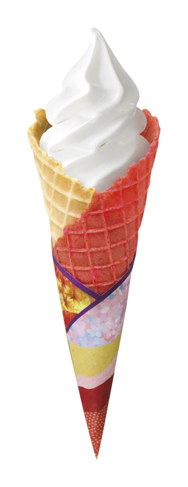 「ソフトクリーム＜3種＞コーン」＜価格：600円（税込）＞【不二家の和スイーツが楽しめる「FUJIYA Smile Switch Festa」が銀座三越でスタート！“ペコちゃん×サンリオキャラクターズ”のコラボグッズも登場！】