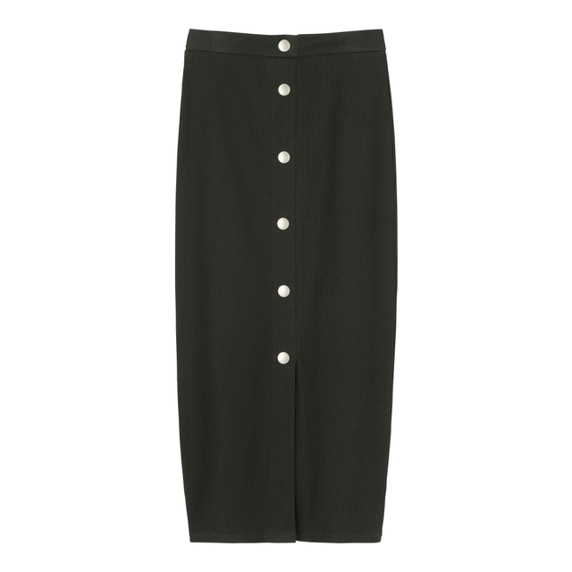 GU（ジーユー）『リブフロントボタンナローミディスカート』