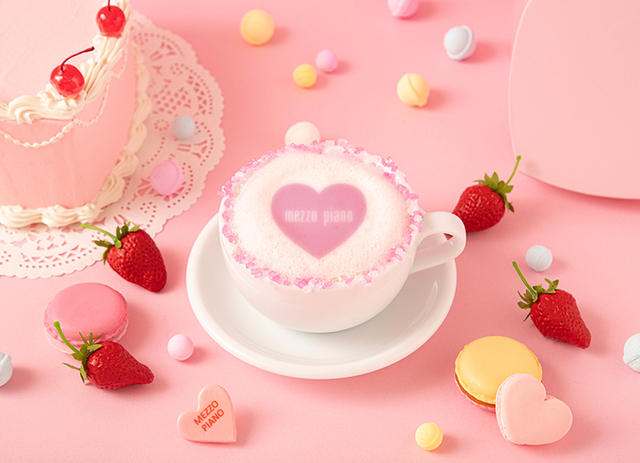 ピンクティーラテ 990円｜mezzo piano 35th Anniversary Cafe