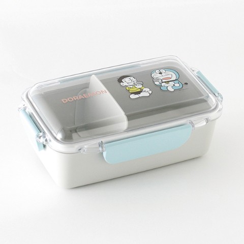 【ヴィレッジヴァンガードオンラインストア／ドラえもんキッチン雑貨】抗菌4点ロックランチボックス（fun time）　2,035 円（税込）