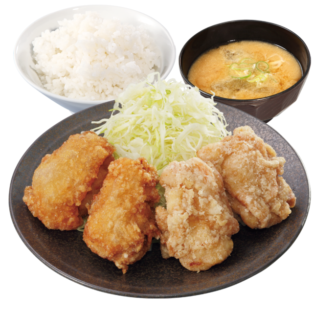 「カリッともも」と「ゆず胡椒からあげ」の合盛定食