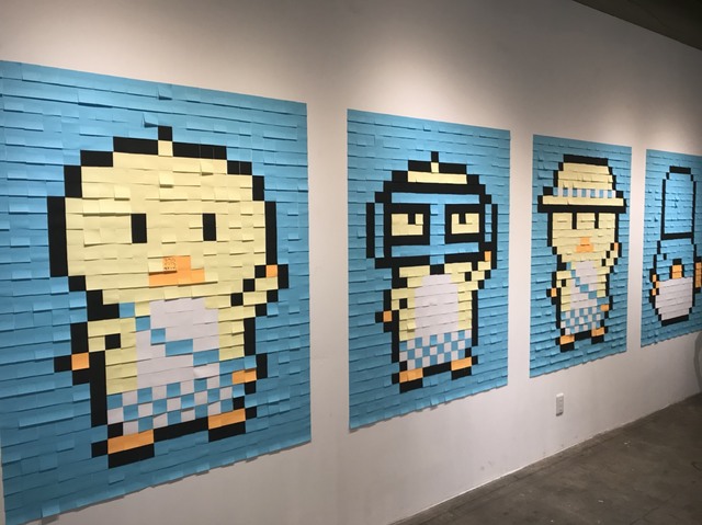 ポストイットでできたドッド絵トガリくんたち