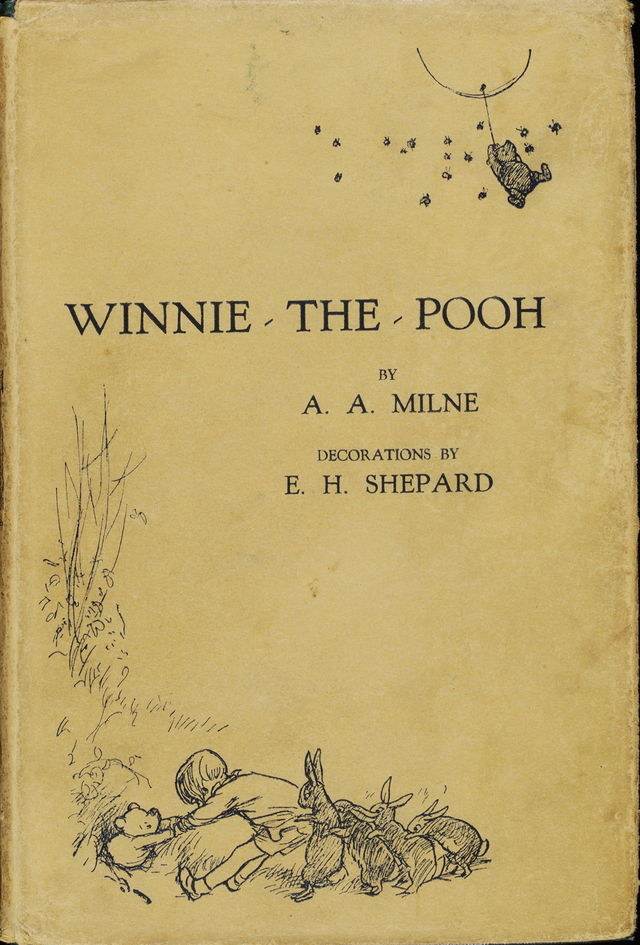 『クマのプーさん』初版本、1926年; メシュエン社によりロンドンにて出版; ジャロルド&サンズ社印刷、V&A内ナショナル・アート図書館所蔵