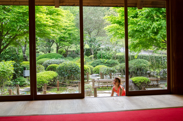 お茶セットは、庭園のある和室でいただける