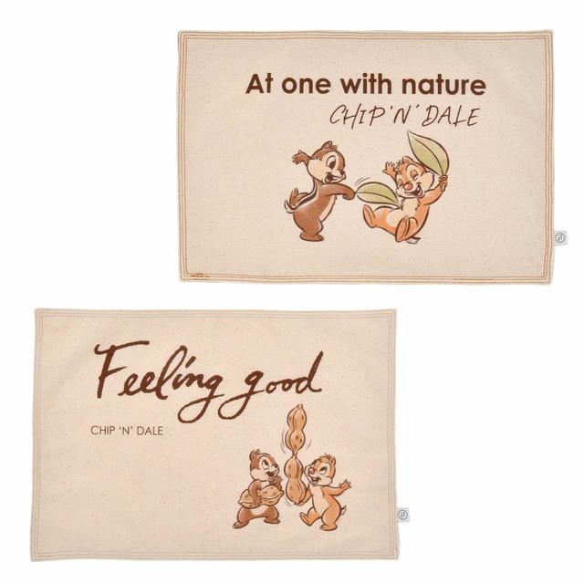 【FOOD TEXTILE】チップ＆デール ランチョンマット リバーシブル ピンク・オレンジ Chip＆Dale FOOD TEXTILE　©Disney