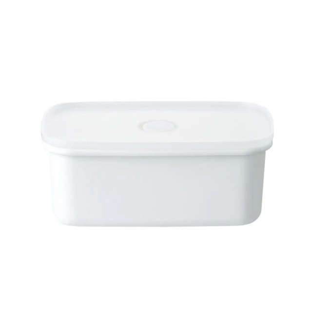 【無印良品 収納用品ランキング第6位】「液体とニオイが漏れない　バルブ付き密閉ホーロー保存容器　深型・中」1,290円（税込）