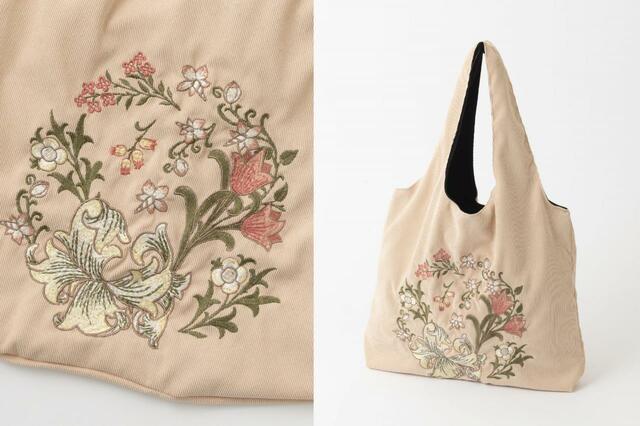 「Golden Lily」¥4,400（税込）【モリスデザイン刺繍 コーデュロイ トートバッグ 60×40cm】