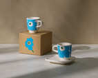 【マリメッコ×ブルーボトルコーヒー】ウニッコ柄をブルーボトルコーヒーのシグネチャーカラーで大胆にあしらった特別な限定マグカップとエスプレッソカップ＆ソーサー
