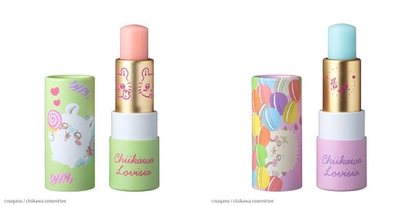 【Lovisiaちいかわ大集合リップクリーム】モモンガ（ももの香り）、ラッコ（ブルーベリーの香り）