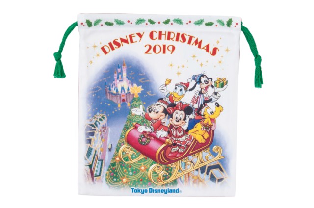 きんちゃく 820円｜縦約23×横約20cm｜東京ディズニーリゾート「ディズニー・クリスマス」2019｜販売店舗：東京ディズニーランド「グランドエンポーリアム」