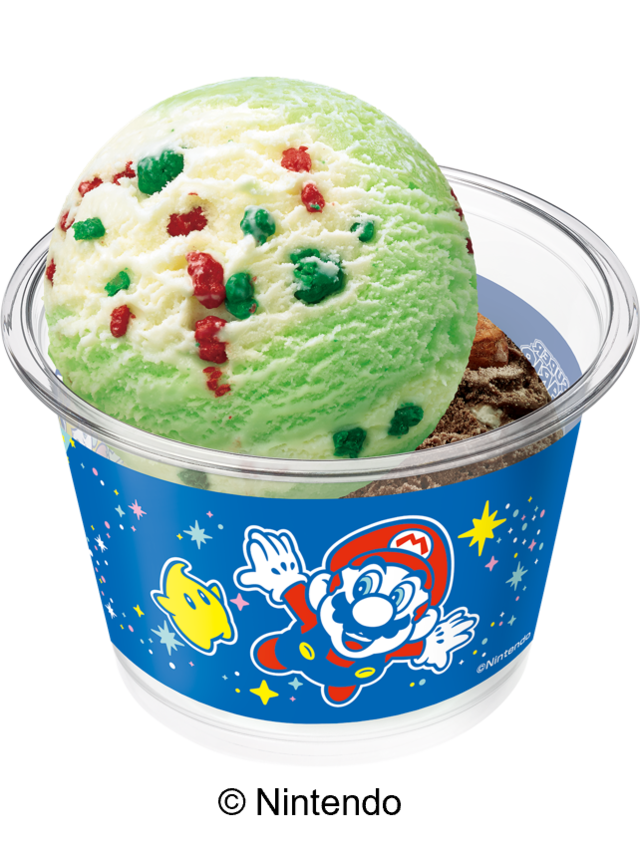 「スーパーマリオギャラクシー ダブルカップ A」＜価格：スモールダブル：510円／レギュラーダブル：760円（税込）＞【【サーティワン×スーパーマリオギャラクシー】4月の新作コラボフレーバーは“コットンフルーツギャラクシー”！チコのチャーム付きカップも期間限定で登場！】