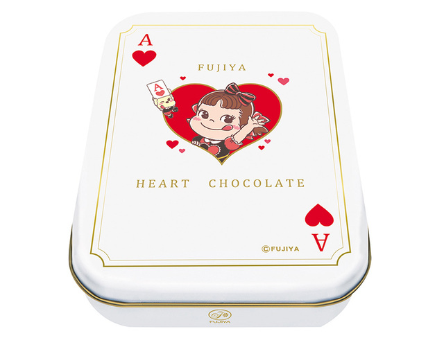 ハートピーナッツチョコ缶(トランプデザイン)2024年1月15日(月)より順次発売 税込660円【不二家のバレンタインセール】