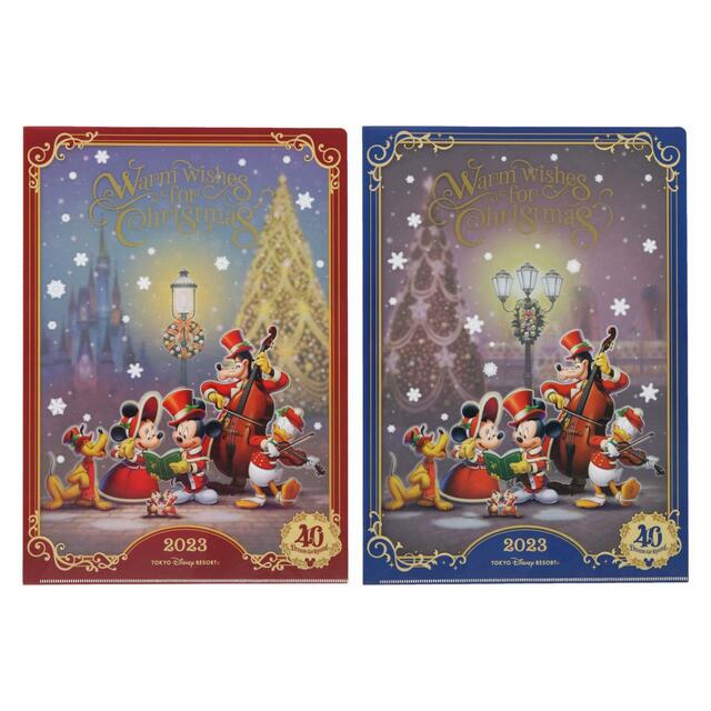 クリアホルダーセット 700円｜「ディズニー・クリスマス」スペシャルグッズ｜東京ディズニーリゾート40周年“ドリームゴーラウンド”｜発売日：2023年11月7日（火）｜販売店舗：東京ディズニーランド「ディズニー＆カンパニー」、東京ディズニーシー「エンポーリオ」