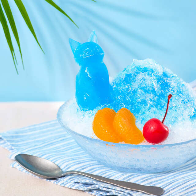 【カフェ・ベローチェ「黒ねこ サマーバッグ2025」】氷はかき氷に添えてもかわいいです！