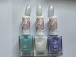 【セリア ACネイルエナメル:016ミルキーミント 017ミルキーホワイト 047ミルキーライラック】透け感カラーとホログラムがかわいい！