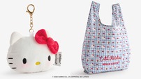 【Cath Kidston × Hello Kitty】エコバッグinフェイスポーチ 9,900円／第1弾のコラボレーションで大人気だった、マスコットチャームとエコバッグのセット