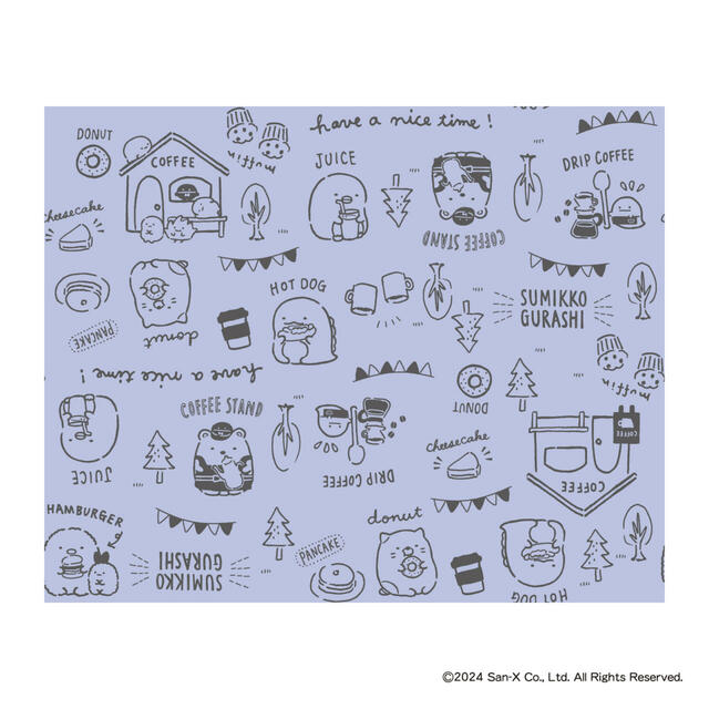 「オリジナルコーデュロイトートバッグの内生地 薄紫色（グリーン）」＜価格：4,800円（税込）＞【刺繍入り“すみっコぐらしトートバッグ”が大人可愛い♪「すみっコぐらし×珈琲館 ハッピーバッグ」が数量限定で販売！】　