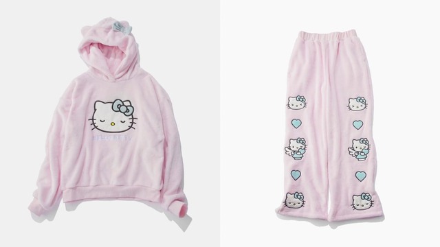 【サンリオキャラクターズ×and ST／and ST限定アイテム】HELLO KITTY】ルームウェアトップス 全2種 4,490円、【HELLO KITTY】ルームウェアパンツ 全2種 4,490円