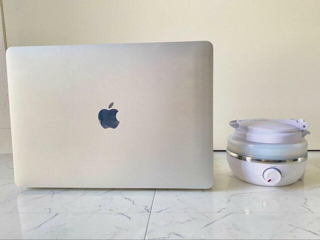 【折りたためるダブル保温ケトル】折りたたみ時は（約）130×100×140mm