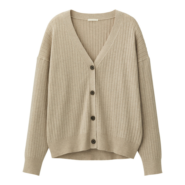 GU／ワイドリブコクーンカーディガン(長袖)　（BEIGE）