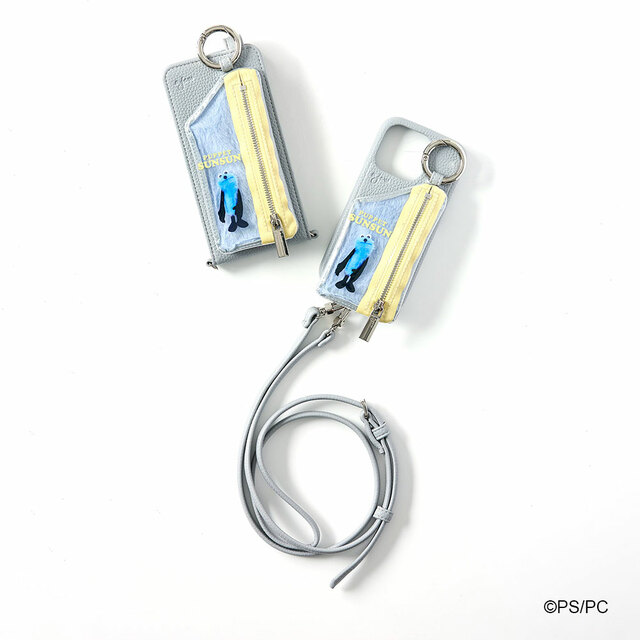 【エジュー×パペットスンスン cadenas zipphone case shoulder】ショルダーストラップに付けて使うのもおすすめ