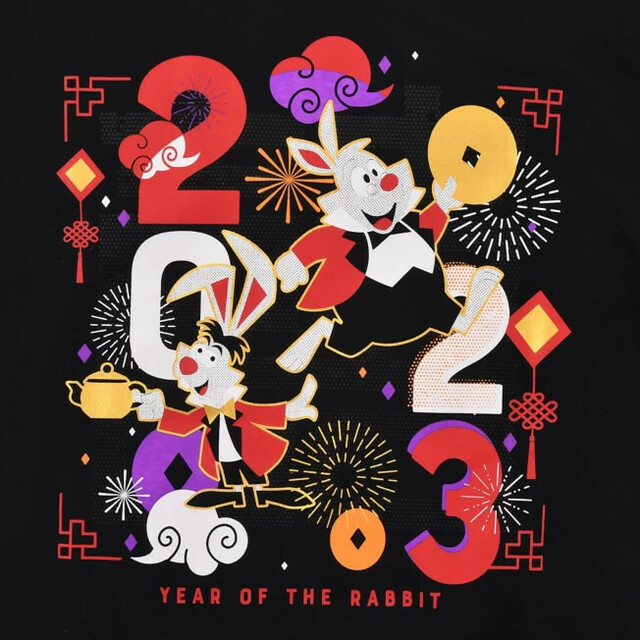 白うさぎ＆3月うさぎ 半袖Tシャツ ブラック M L Year of Rabbit 4,290円