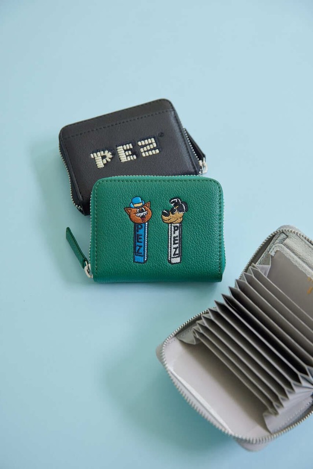【PEZ×ear PAPILLONNER 】「《お札を折らずに収納可！/使いやすい/本革》コラボジャバラ二つ折り財布」￥14,080／percheとのトリプルコラボ