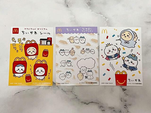 【マクドナルド　ハッピーセット「ちいかわ」】シールセットは1種類につき3枚のシールが入っています