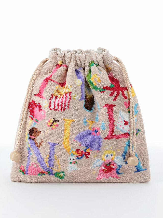【フェイラー×ピオヌンナル「PIOFUL」】巾着（ベージュ）￥8,250(税込)　約22×22cm