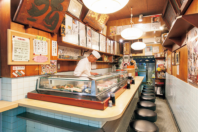 魚河岸 鮨文（築地市場 場内） 内観