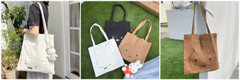 【ミッフィー×MIIA】miffy ダイカットトートバッグ 各¥5,280/お顔部分はポケットになっており、かわいいだけでなく機能性にも優れたアイテム