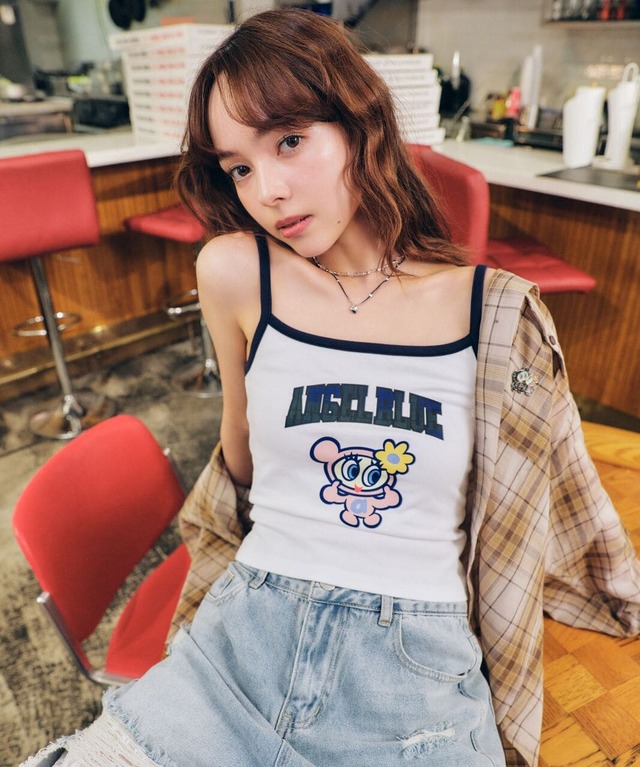 【ANGEL BLUE】配色キャミ ¥3,990 / サイズ S,M / カラー ナチュラル