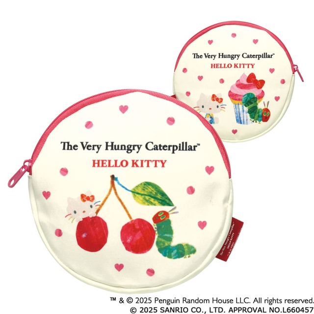 【はらぺこあおむし×ハローキティ】「ラウンドポーチ」はメイク道具などの小物整理にぴったり