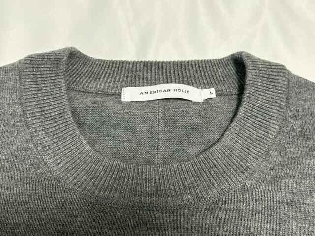 【AMERICAN HOLIC　クルーネックニットワンピース】杢グレーは若干白が混ざったような色みでおしゃれです