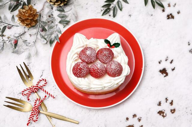 「クリスマス ねこねこWチーズケーキ」＜価格：4,100円（税込）＞【【予約開始】聖なる夜は「ねこねこのクリスマスケーキ」で♪冬限定の可愛いオリジナルトートバッグ付き！】