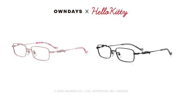 【OWNDAYS ×ハローキティ】「ネオ model」¥12,000／知的な印象を与えながらも、テンプルのアクセントで愛らしさをプラス