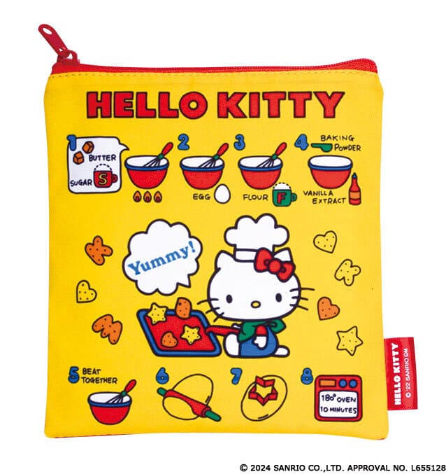 【ハローキティ 70年代デザインコレクション】スクエアポーチ（レッド）